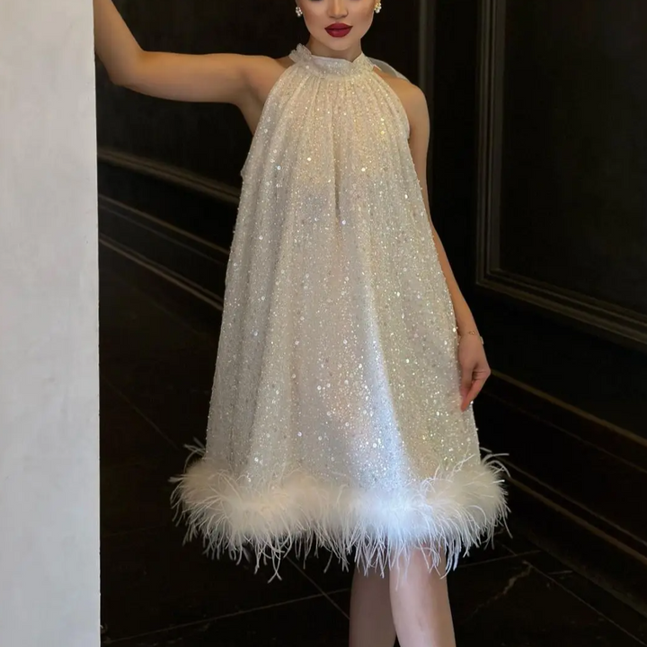 Anna Sequined Feather Dress