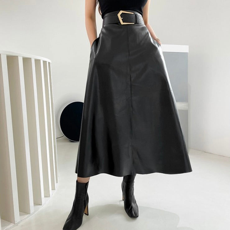 Esther Leather Long Skirt