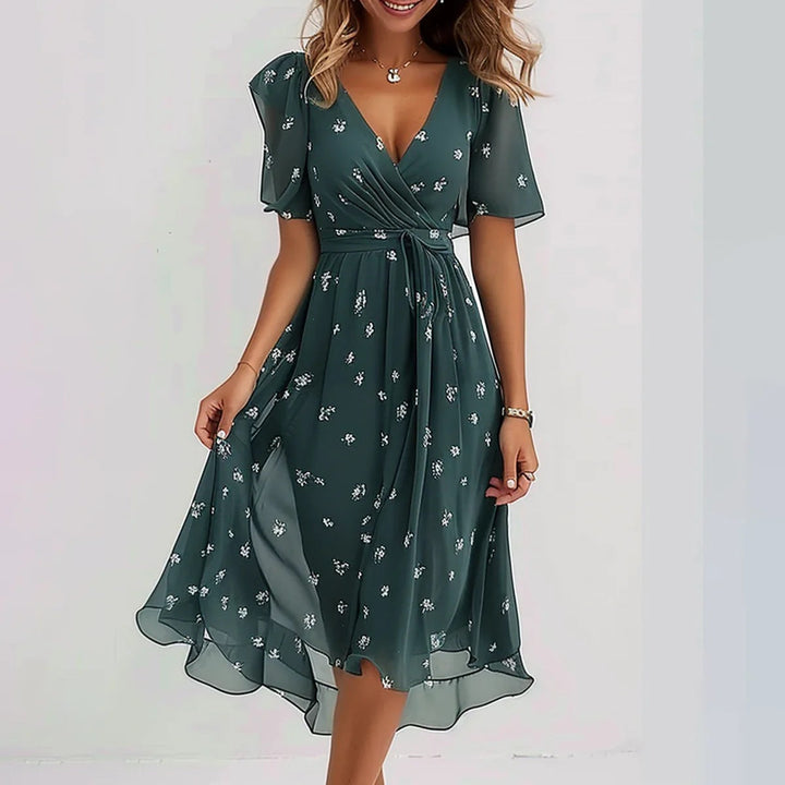 Rae Elegant Short Sleeve Maxi Dress