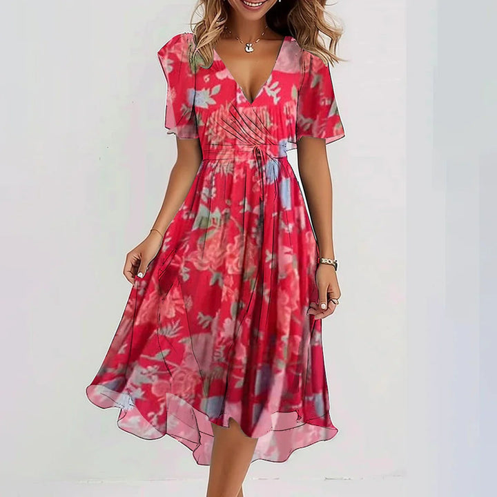 Rae Elegant Short Sleeve Maxi Dress