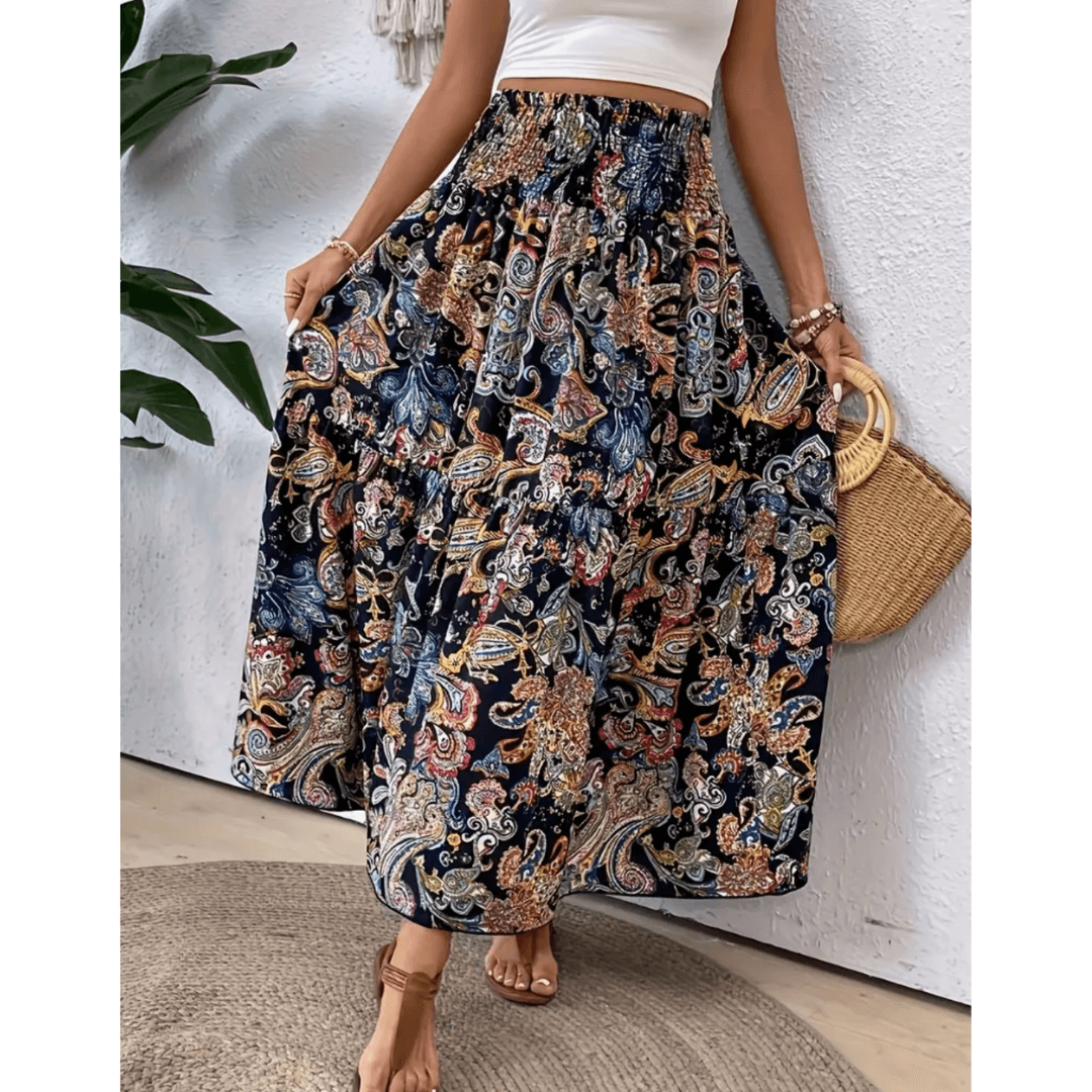 Nell Trendy Boho Multicolored Maxi Skirt