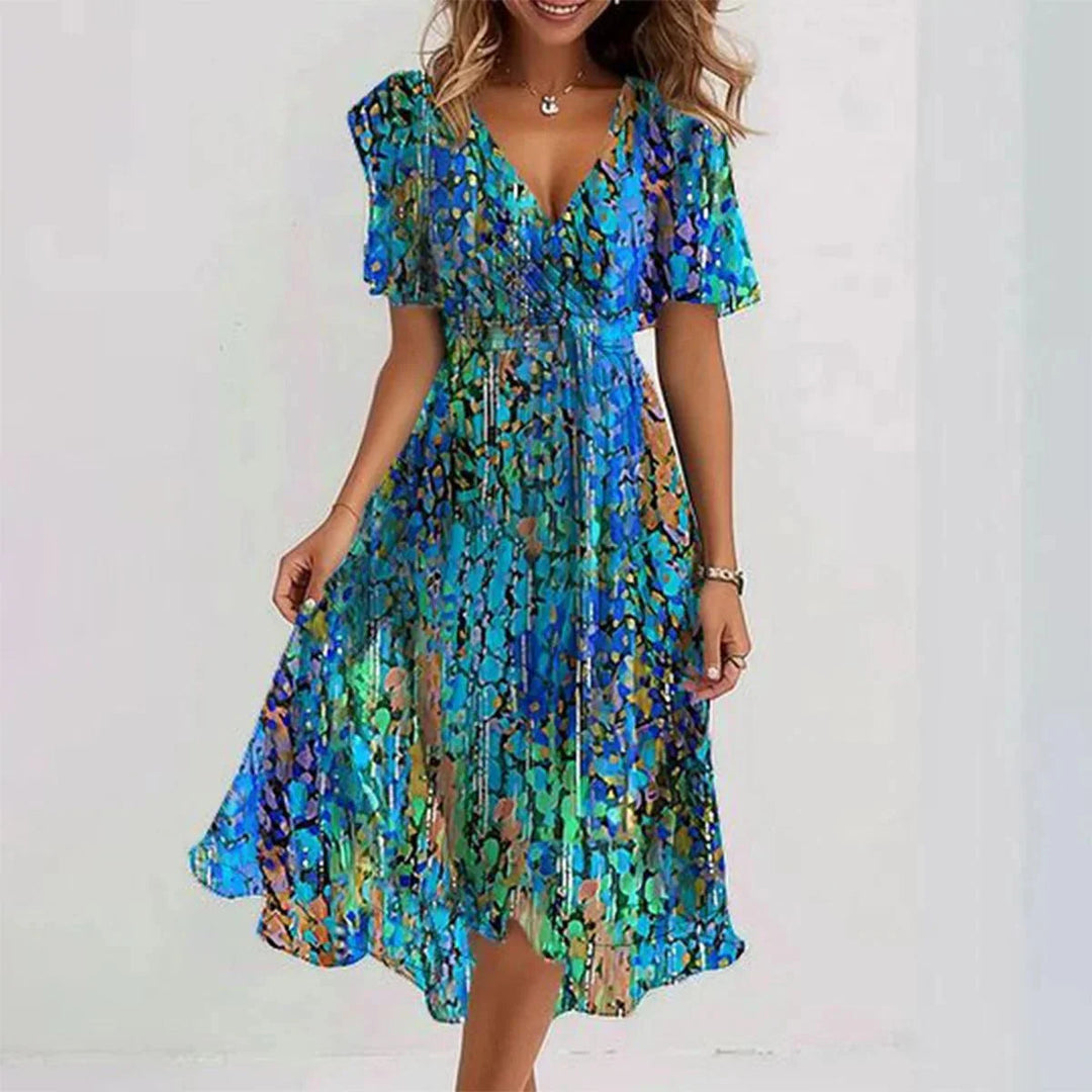 Rae Elegant Short Sleeve Maxi Dress