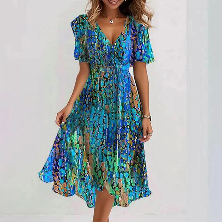 Rae Elegant Short Sleeve Maxi Dress