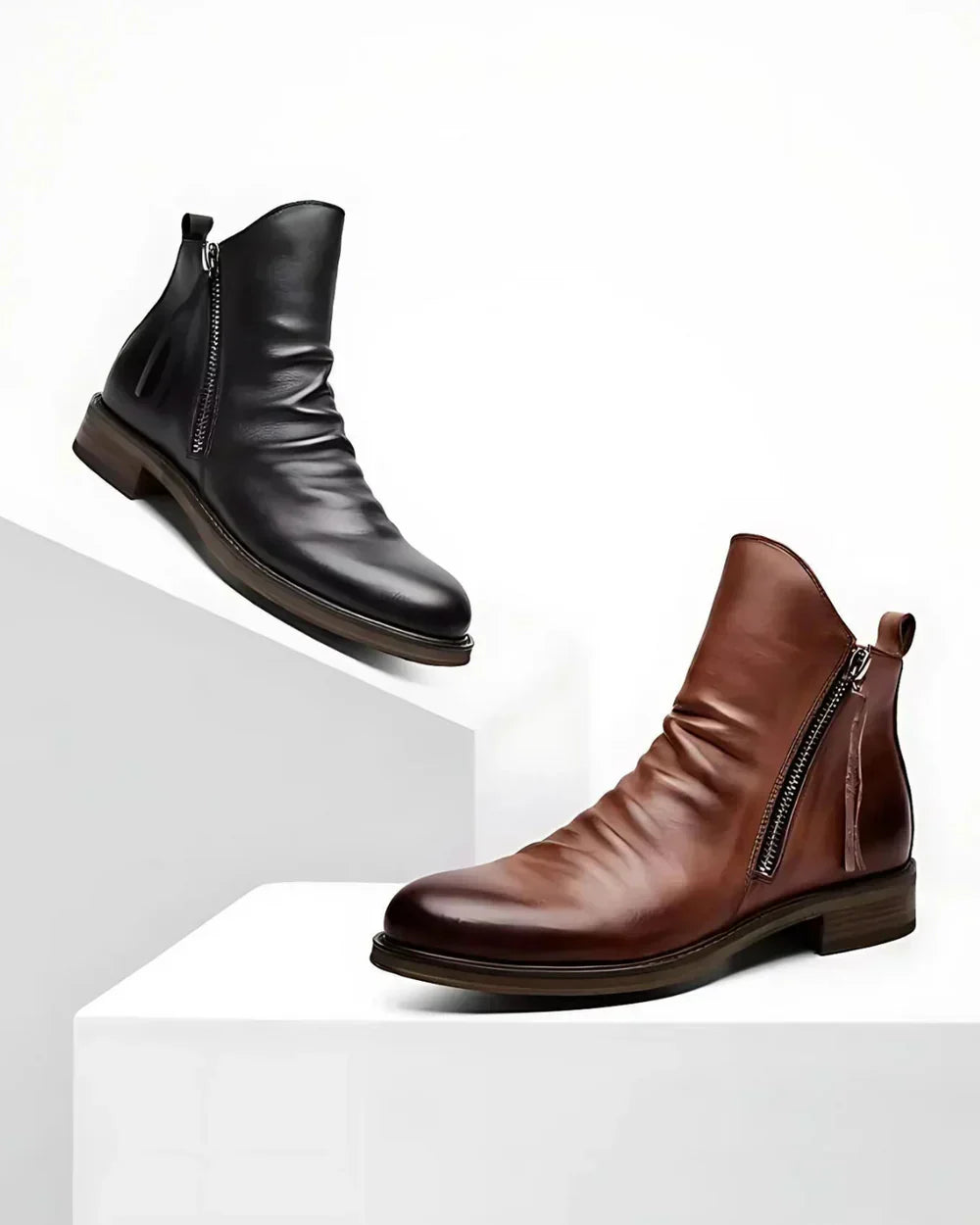 Lars | Leather Ankle Boots with Side Zip