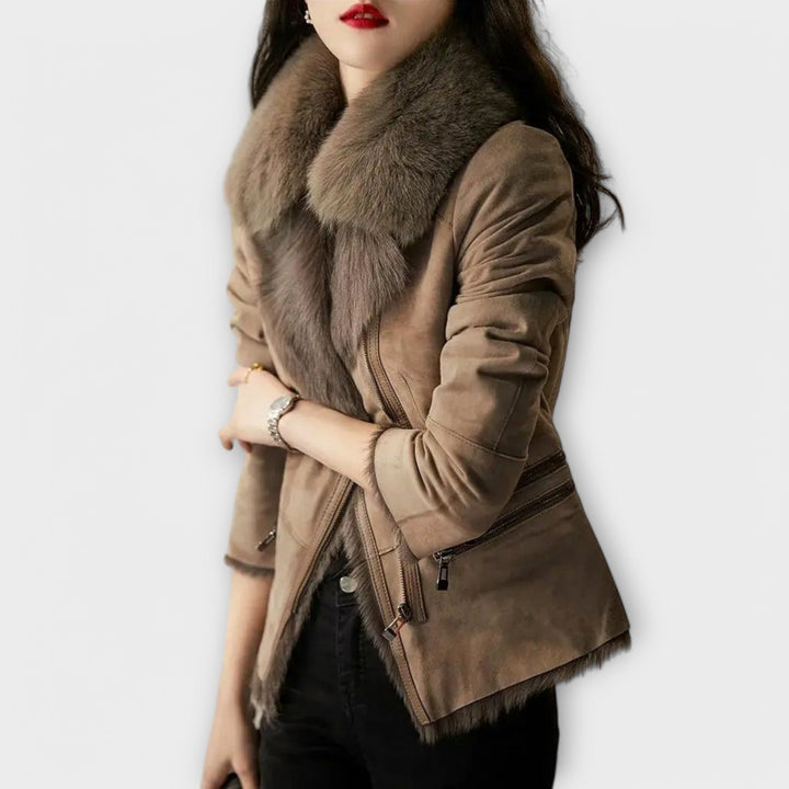 Emy - Lambskin Jacket with Fur Collar