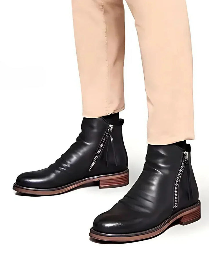 Lars | Leather Ankle Boots with Side Zip