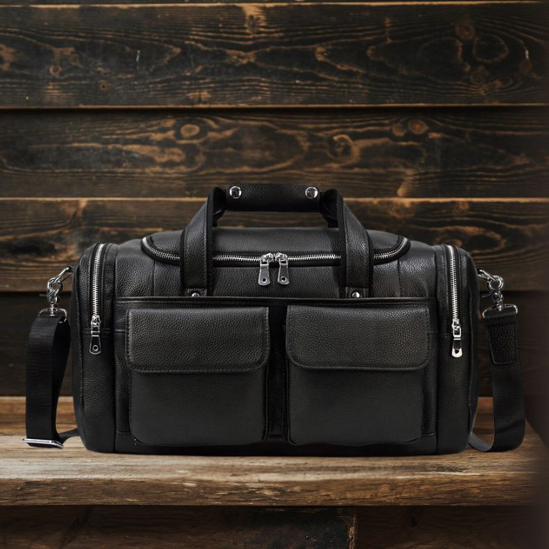 Charleroi | Black Leather Duffle Bag