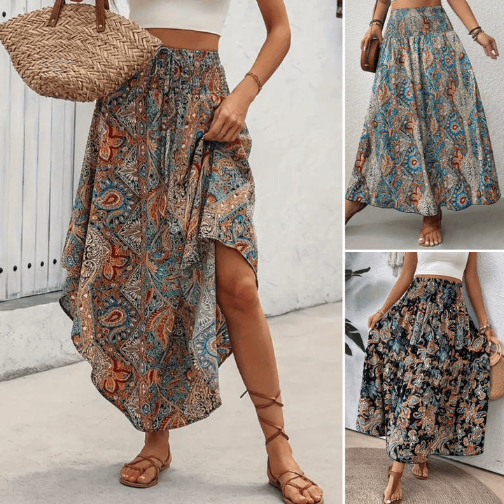 Nell Trendy Boho Multicolored Maxi Skirt