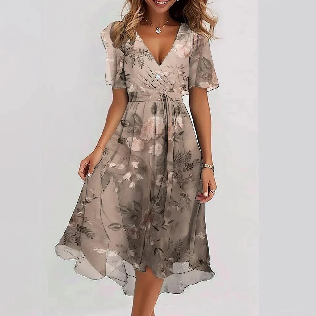 Rae Elegant Short Sleeve Maxi Dress