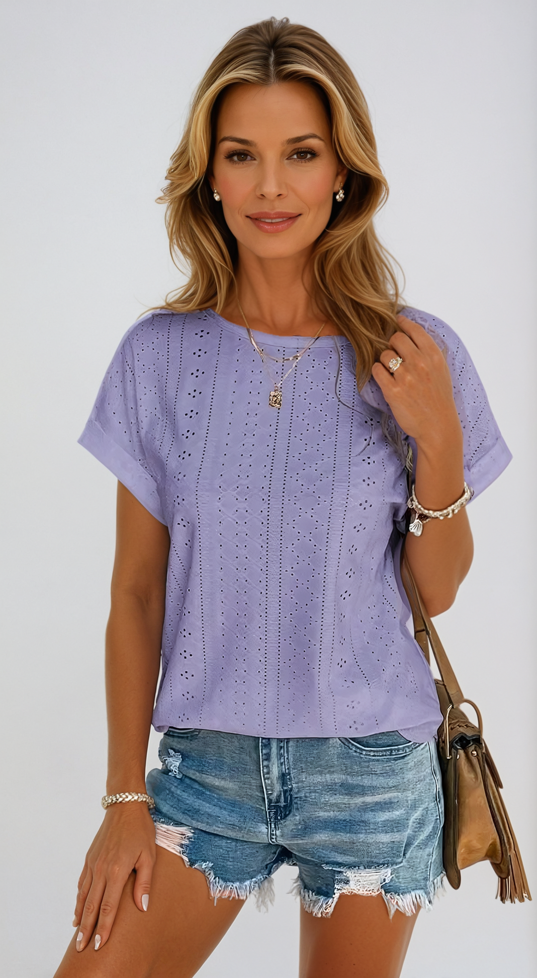 Yelena Casual Elegant Eyelet Top