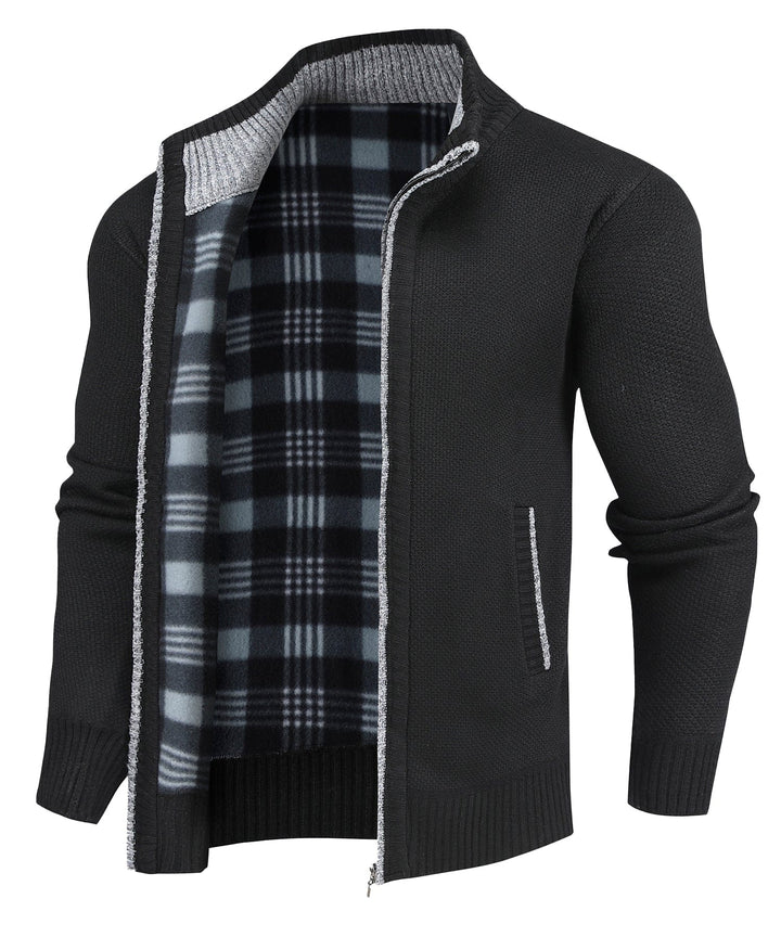 Flannel-Lined Full-Zip Sweater