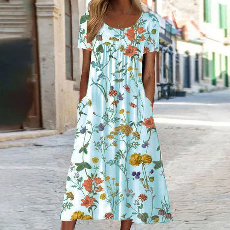 Alya | Elegant Boho Floral Maxi Dress with Tummy Coverage