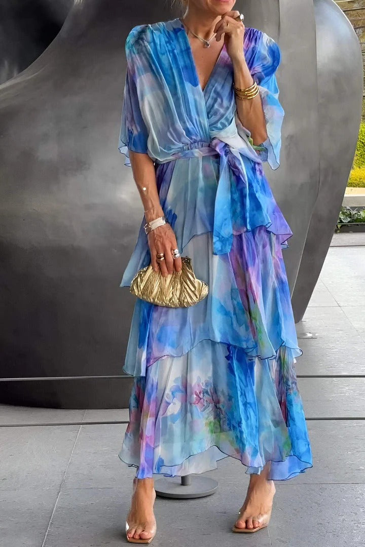 Avalance Chic Elegant Multi-Color Maxi Dress