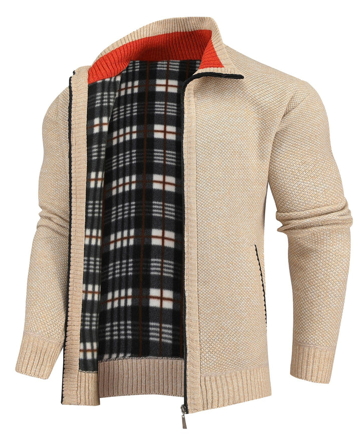 Flannel-Lined Full-Zip Sweater