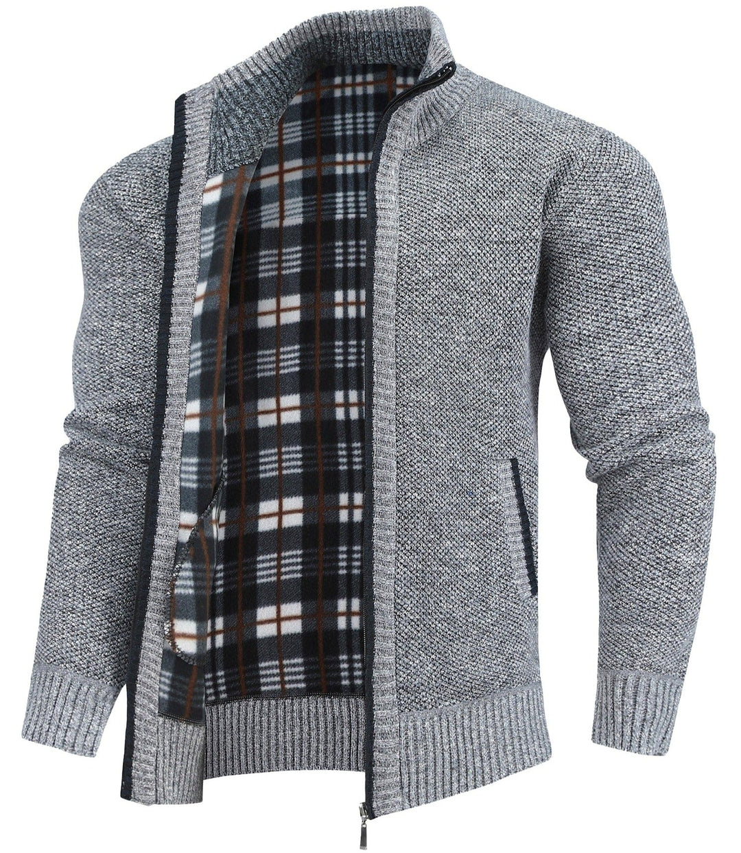 Flannel-Lined Full-Zip Sweater