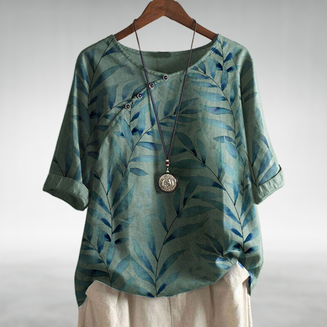 Helene | Nature-Inspired Button Detail Top