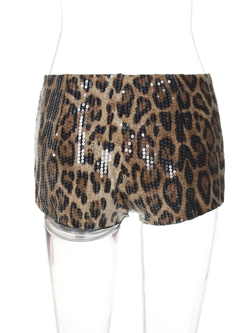 Shiny Leopard Printed Shorts