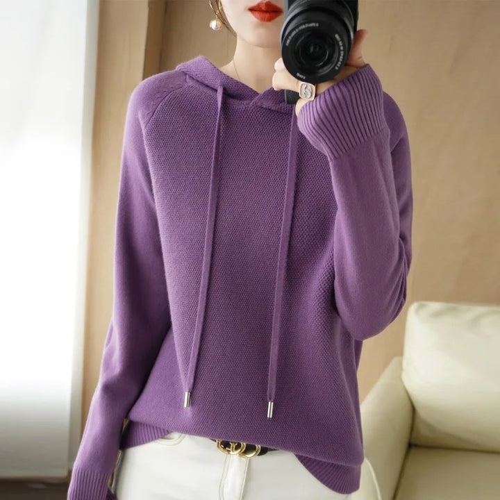 Hooded Sweatshirt for Women Spring and Autumn 2024 New Hoodie Base Layer Knitted Sweater Casual Hooded Sweater for Women