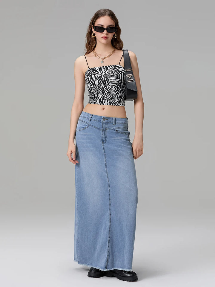 Adèle Mid Waist Denim Skirt