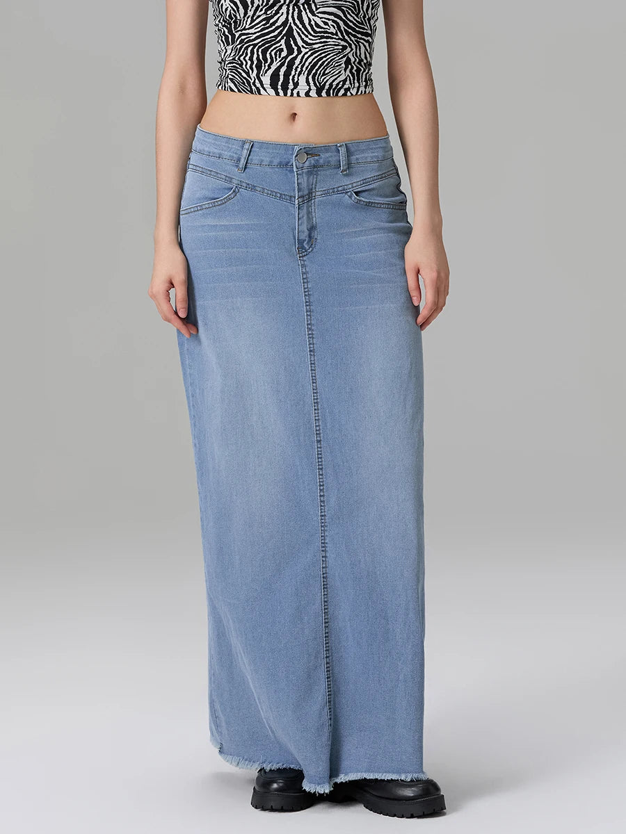 Adèle Mid Waist Denim Skirt