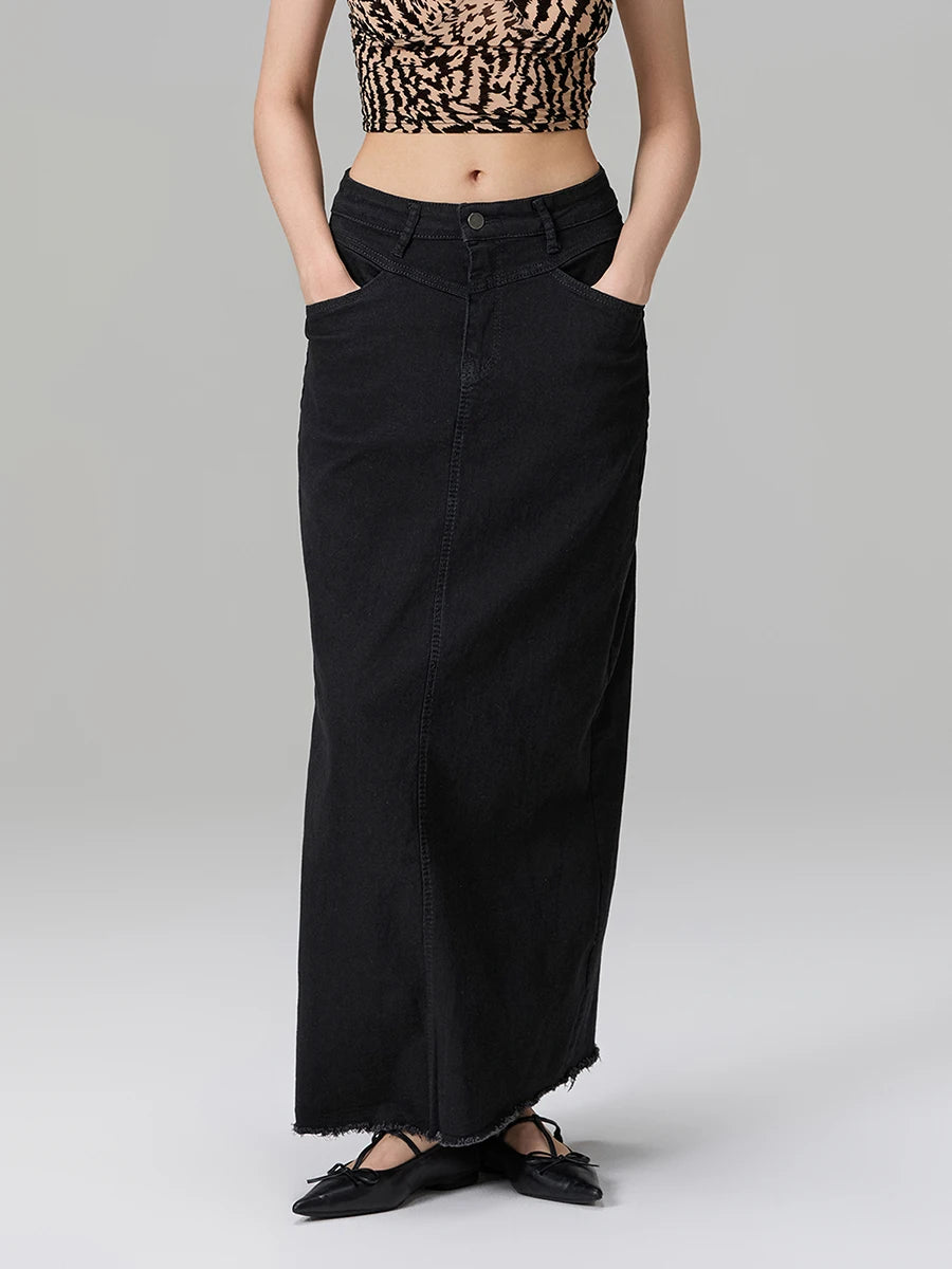 Adèle Mid Waist Denim Skirt