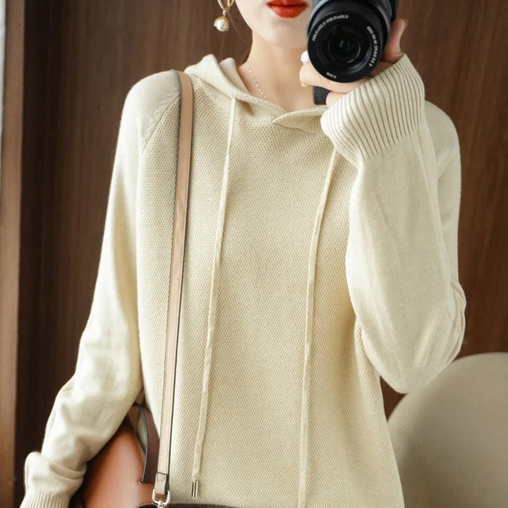 Hooded Sweatshirt for Women Spring and Autumn 2024 New Hoodie Base Layer Knitted Sweater Casual Hooded Sweater for Women