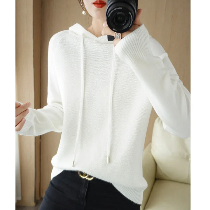 Hooded Sweatshirt for Women Spring and Autumn 2024 New Hoodie Base Layer Knitted Sweater Casual Hooded Sweater for Women