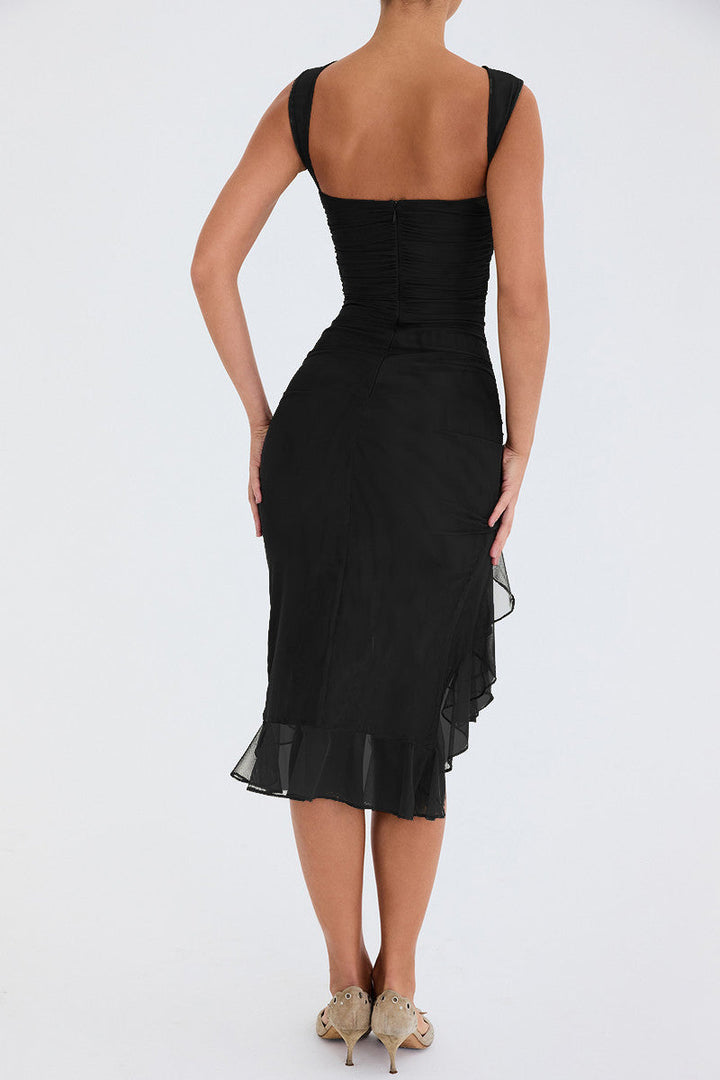 Isabella Elegant Ruffle Midi Dress