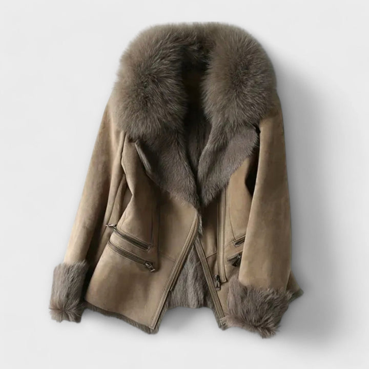 Emy - Lambskin Jacket with Fur Collar