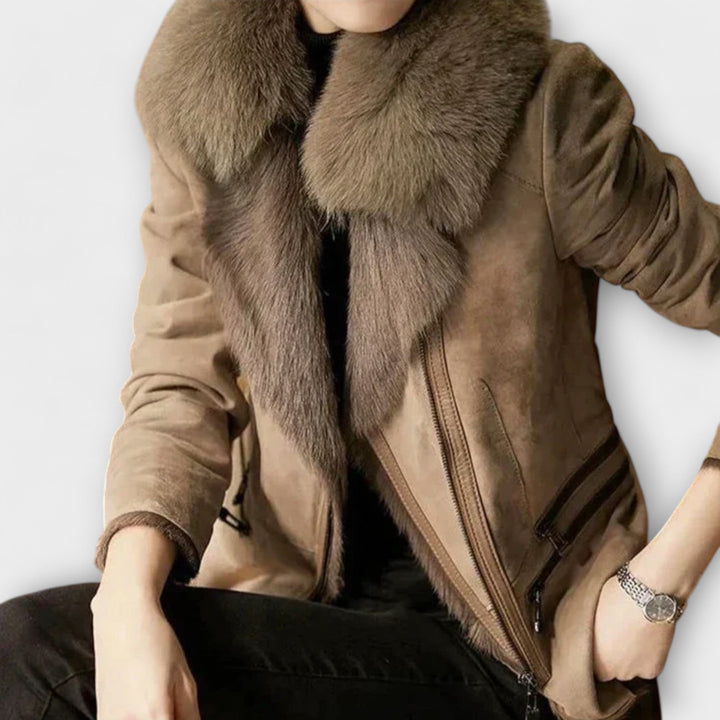 Emy - Lambskin Jacket with Fur Collar