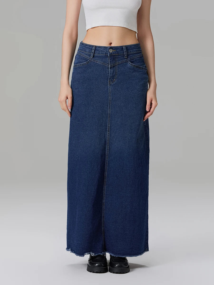 Adèle Mid Waist Denim Skirt