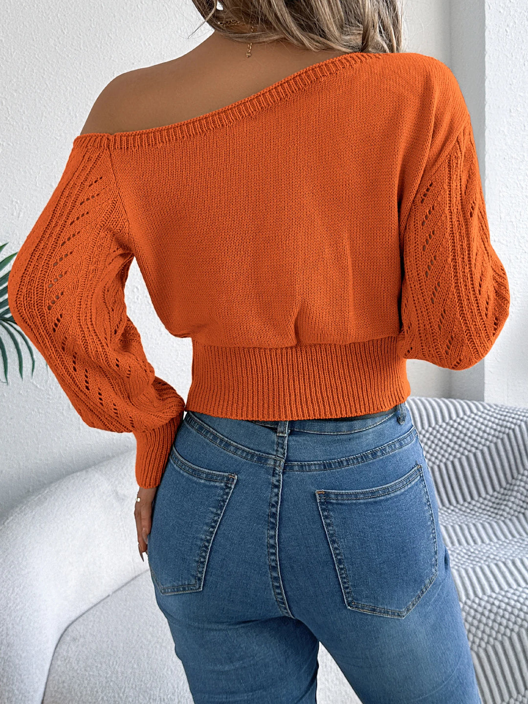 Lia Off Shoulder Long Sleeve Knitted Sweater