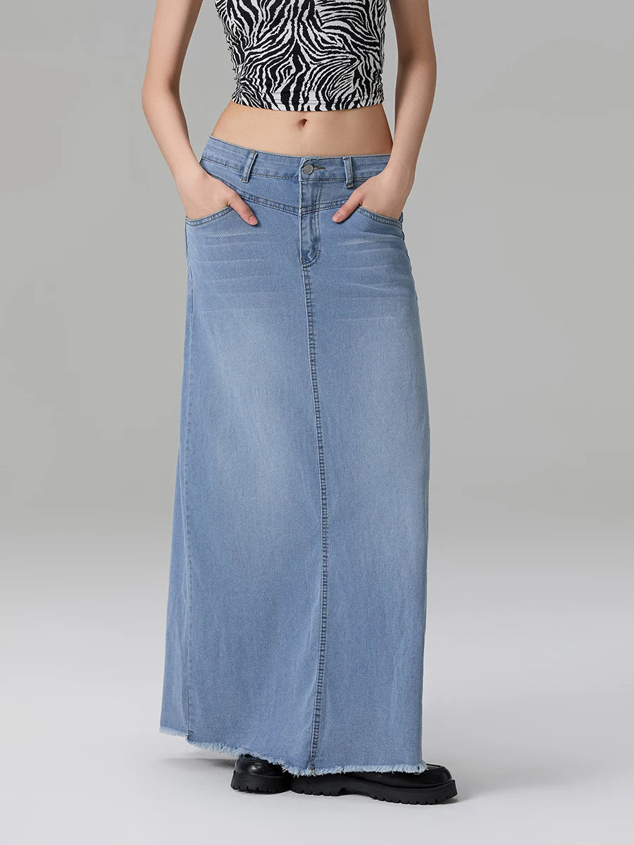 Adèle Mid Waist Denim Skirt