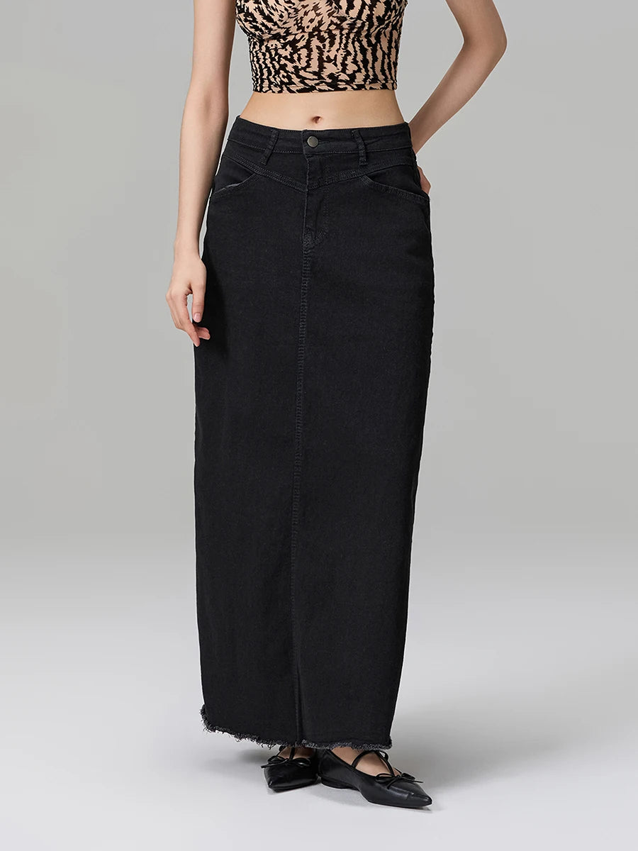 Adèle Mid Waist Denim Skirt