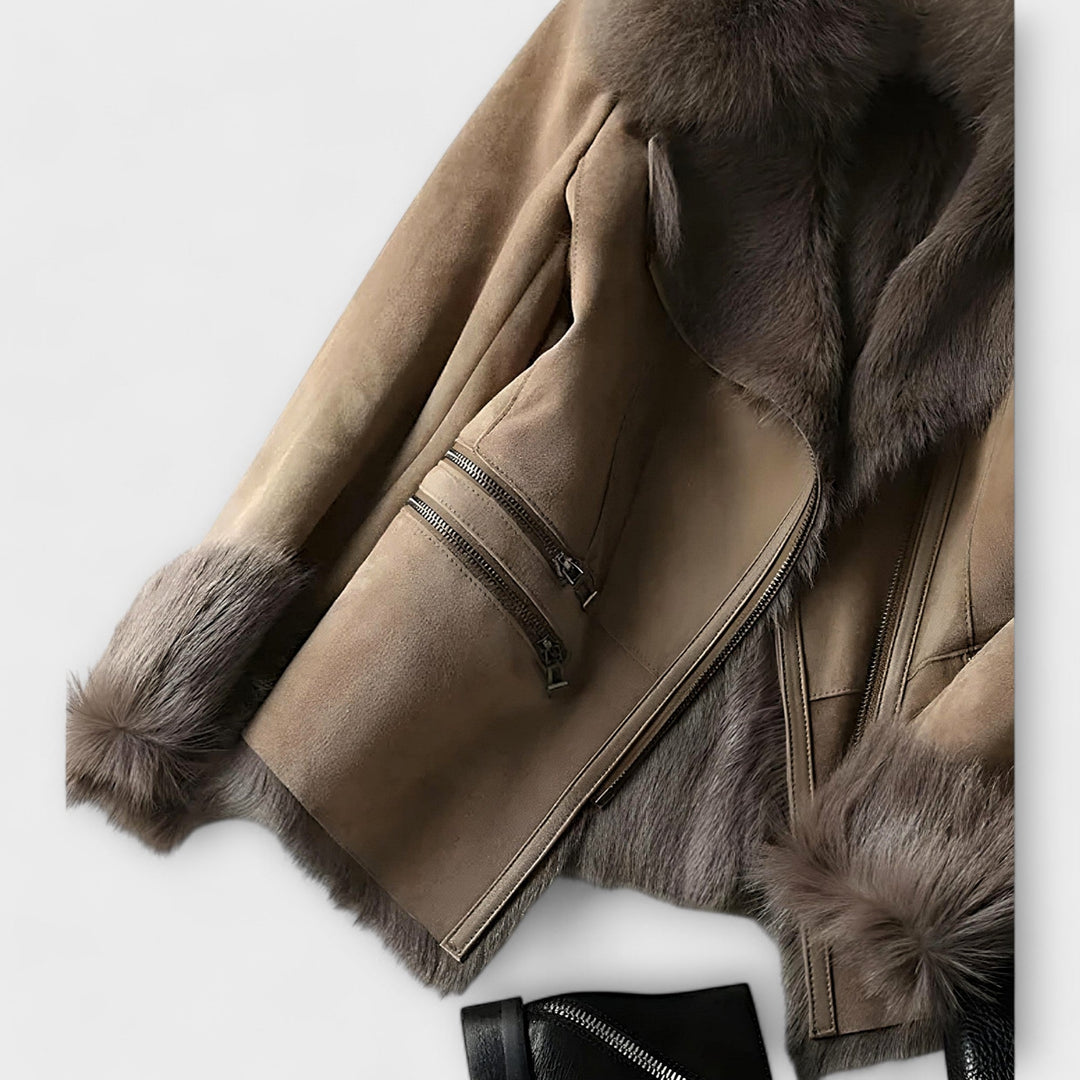 Emy - Lambskin Jacket with Fur Collar