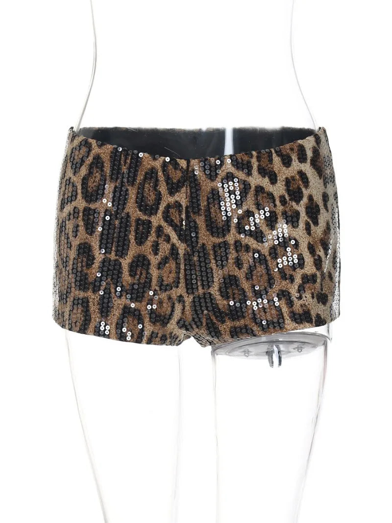 Shiny Leopard Printed Shorts