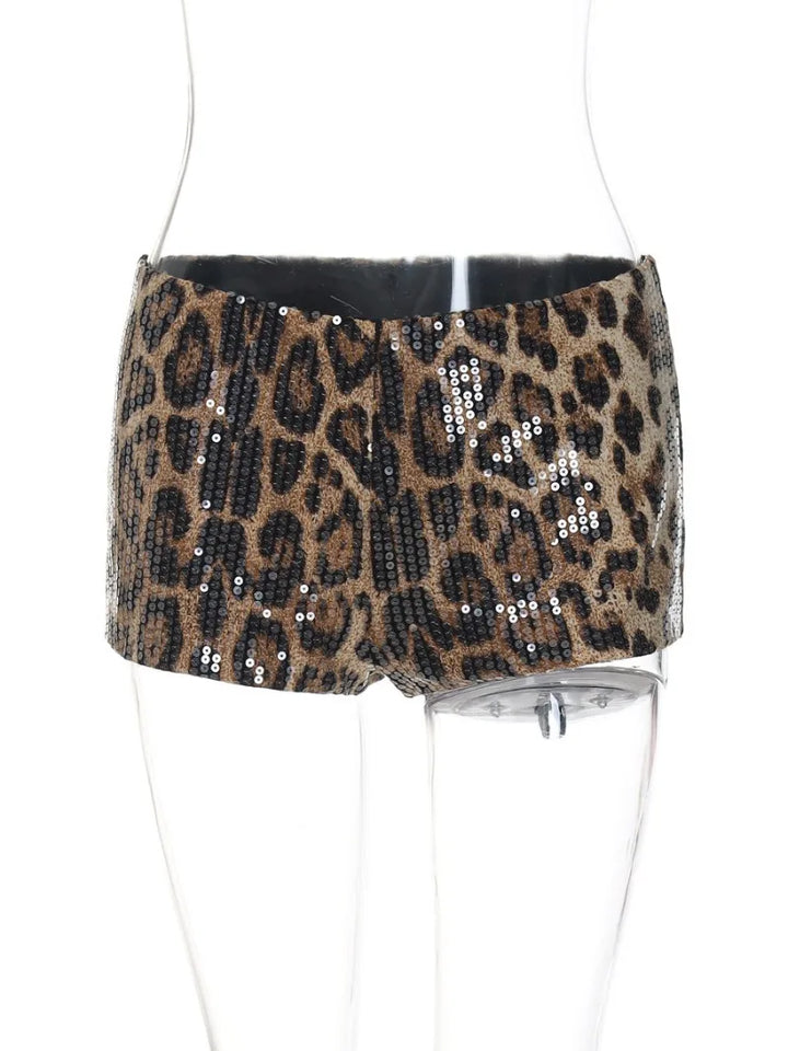 Shiny Leopard Printed Shorts