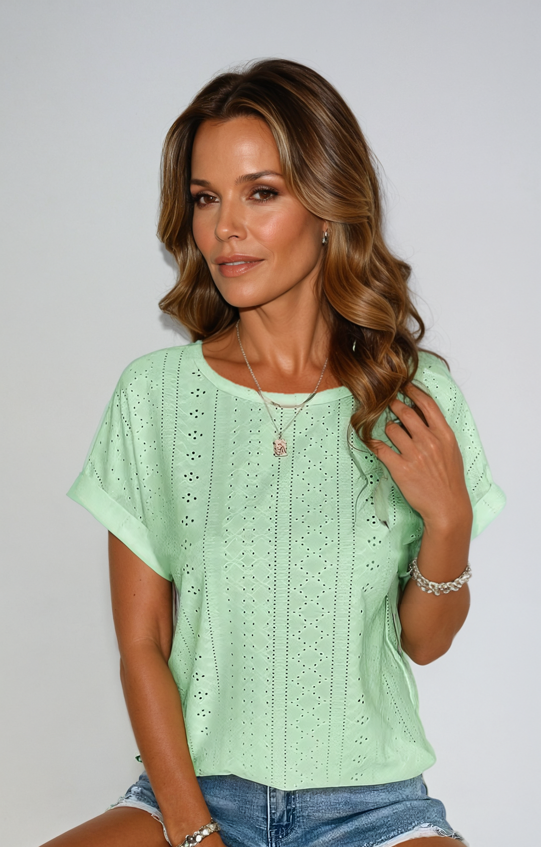 Yelena Casual Elegant Eyelet Top