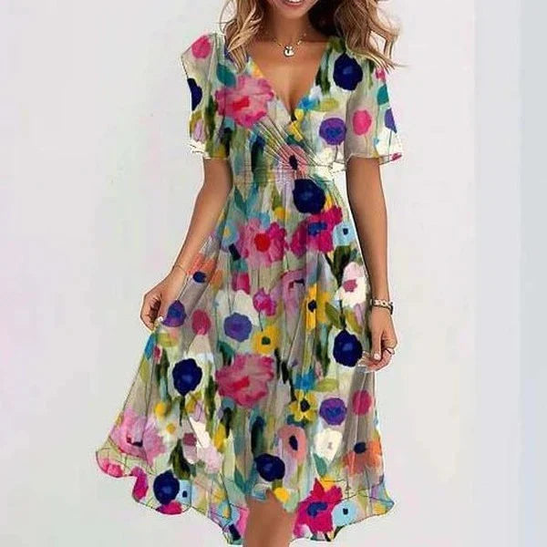 Rae Elegant Short Sleeve Maxi Dress