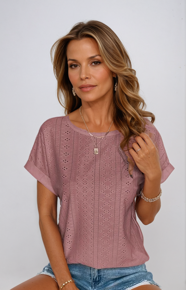 Yelena Casual Elegant Eyelet Top