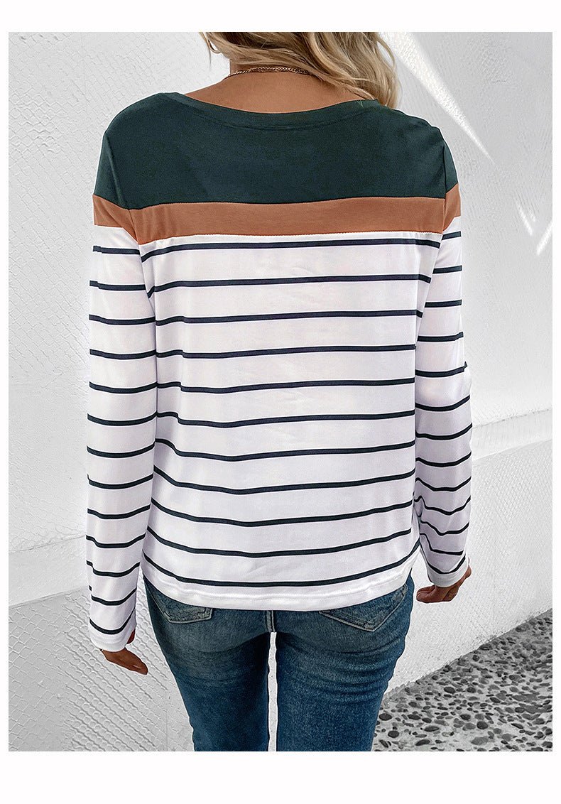 Ayana Premium Striped Casual - Long Sleeve Vintage Women's Top